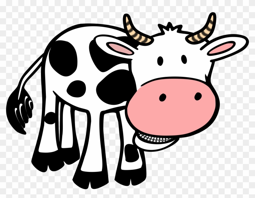 Open Clipart Cartoon Cow - Clean / Dirty (cow Black & White) 2.25" Magnet #137747