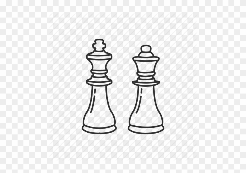 Hand-drawn chess king and queen illustration