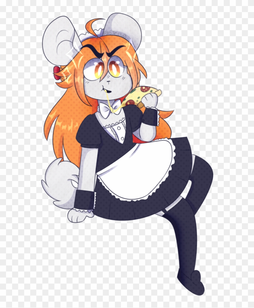 Mikaru Chinchilla Maid Eating Pizza By Itsmepastello - Cartoon #726560