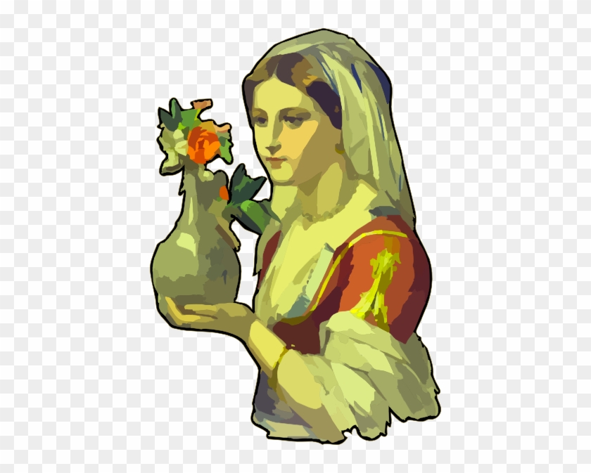Lady Carrying Flower Vase Svg Clip Arts 414 X 593 Px - Woman #727022
