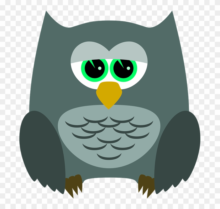 Cute Cartoon Owls 7, Buy Clip Art - Dark Grey Owl Round Ornament #727267