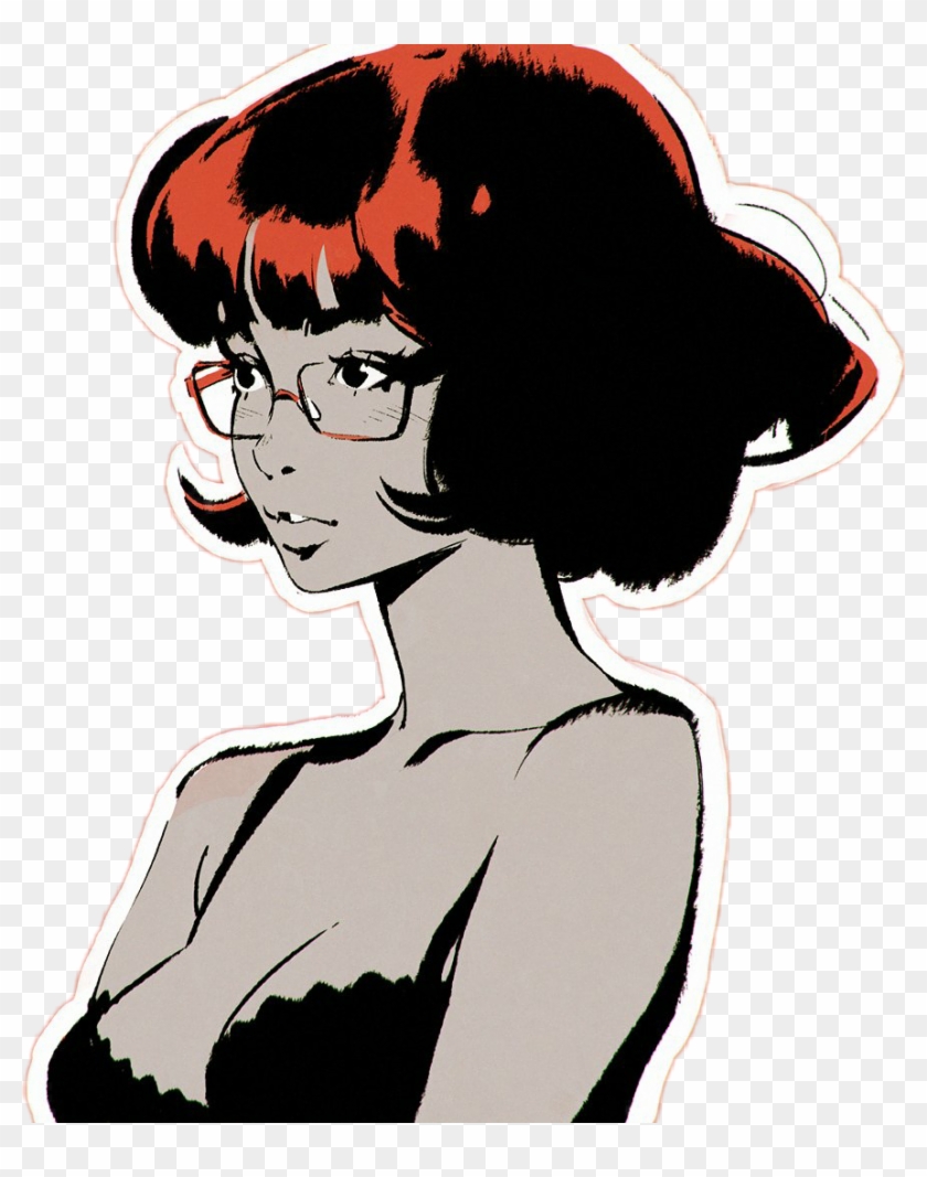 Girl Red Black Tanktop Shorthair Glasses - Ilya Kuvshinov #727487