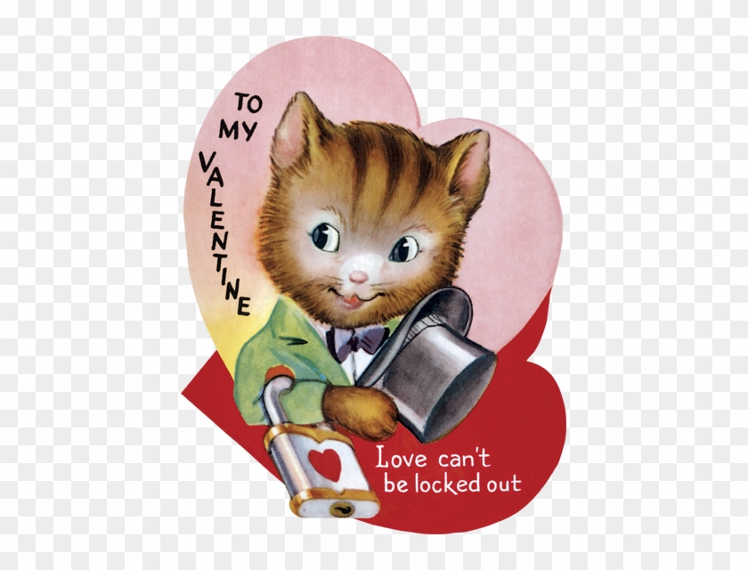 Boy Cat With Top Hat Die Cut Valentine - Kitten #727539