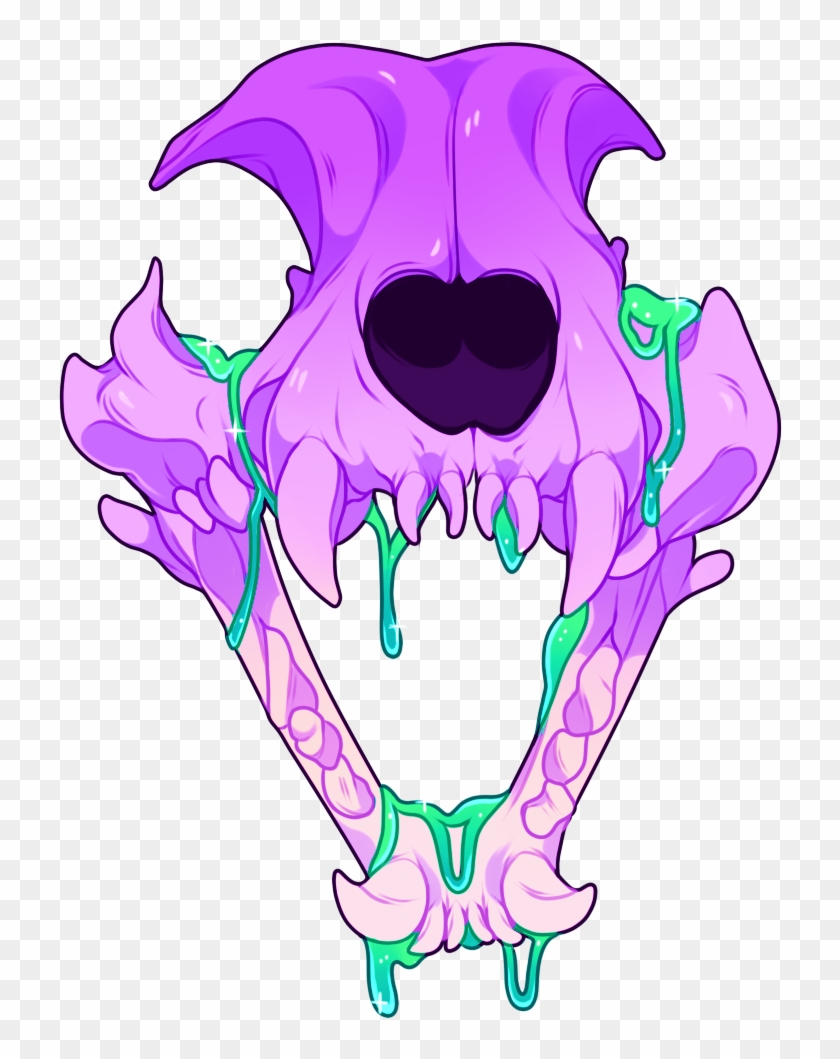 Gooey Cat Skull - Cat Skull Line Art #727670