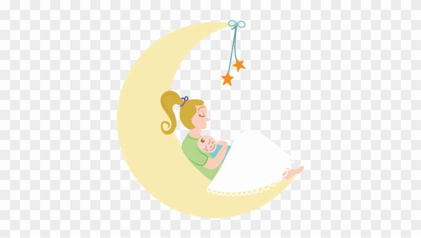 Mother And Baby Moon Kids Sticker - Luna Y Bebe #727750