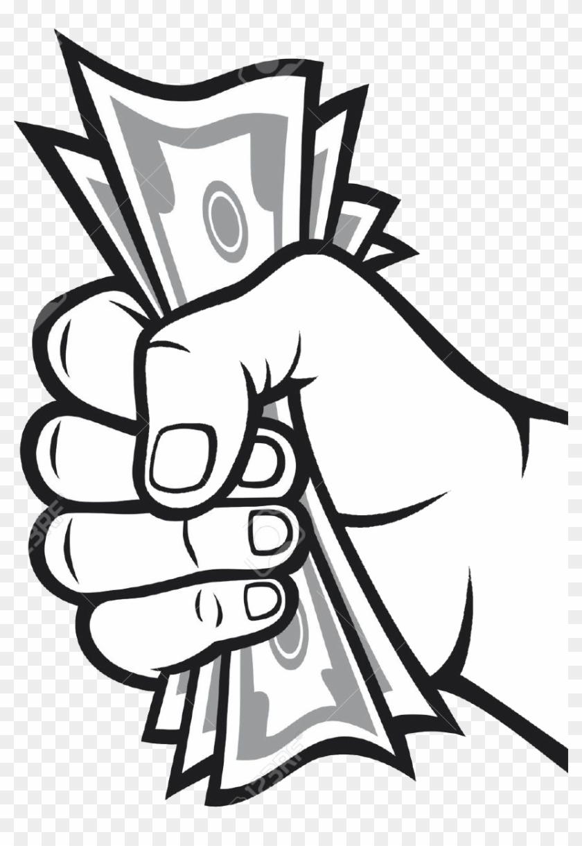 Drawing Money Bag Banknote - Hand Holding Money Cartoon #727814