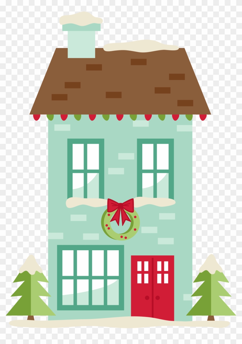 Christmas Street Cliparts - Cute House Png #728023