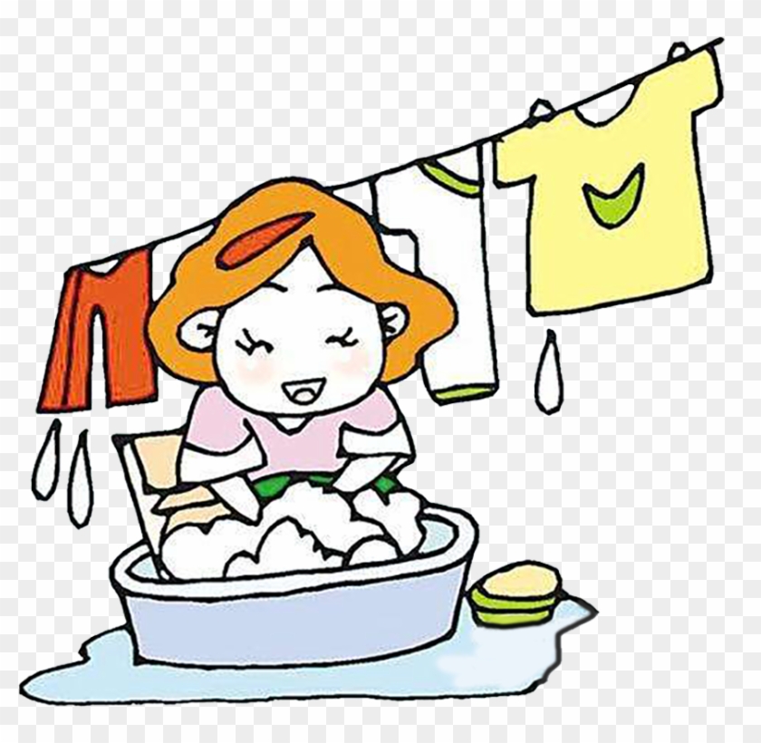 Cartoon Washing Clothing Laundry Clip Art - Hand Wash Clothes Cartoon #728427