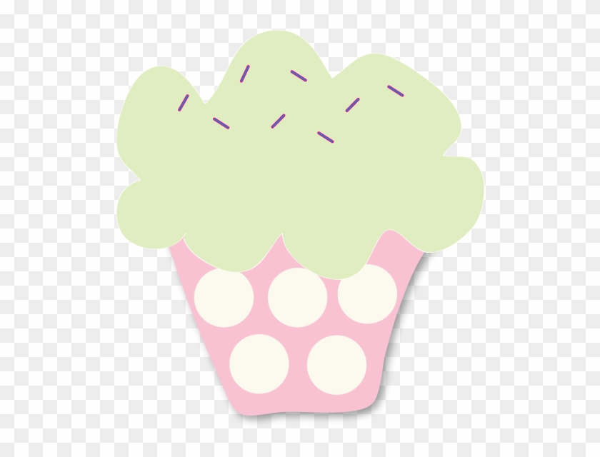 Green And Pink Polka Dot Cupcake Clipart - Birthday Cake #728611