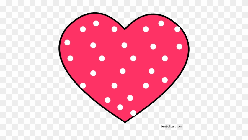Clip Art Image Of Pink Heart With White Polka Dots - Heart #728621