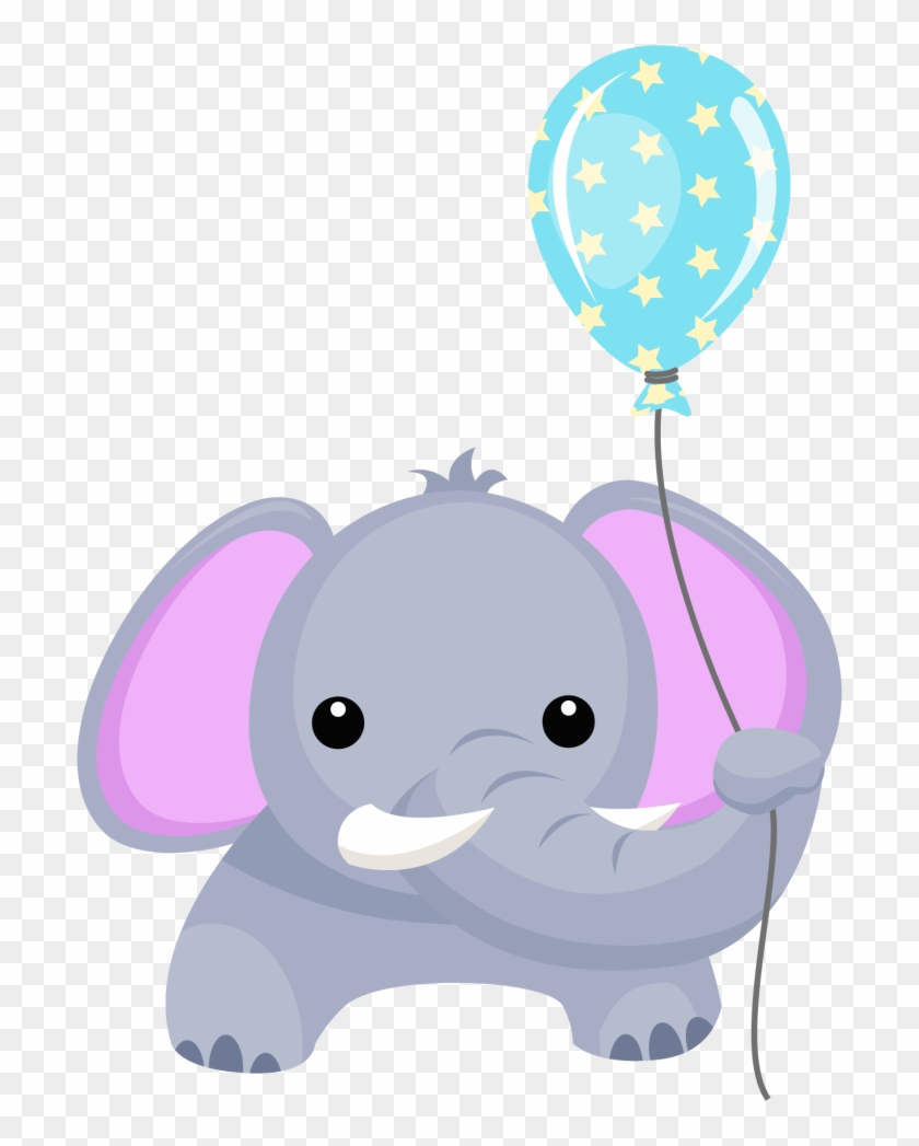 Birthday Clipart Elephant - Elephant Baby With Balloons Png #728994