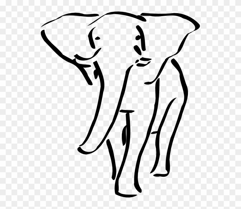 Melwe Elephant Black White Line Art Coloring Book Colouring - Elephant Outline Embroidery Design #729243