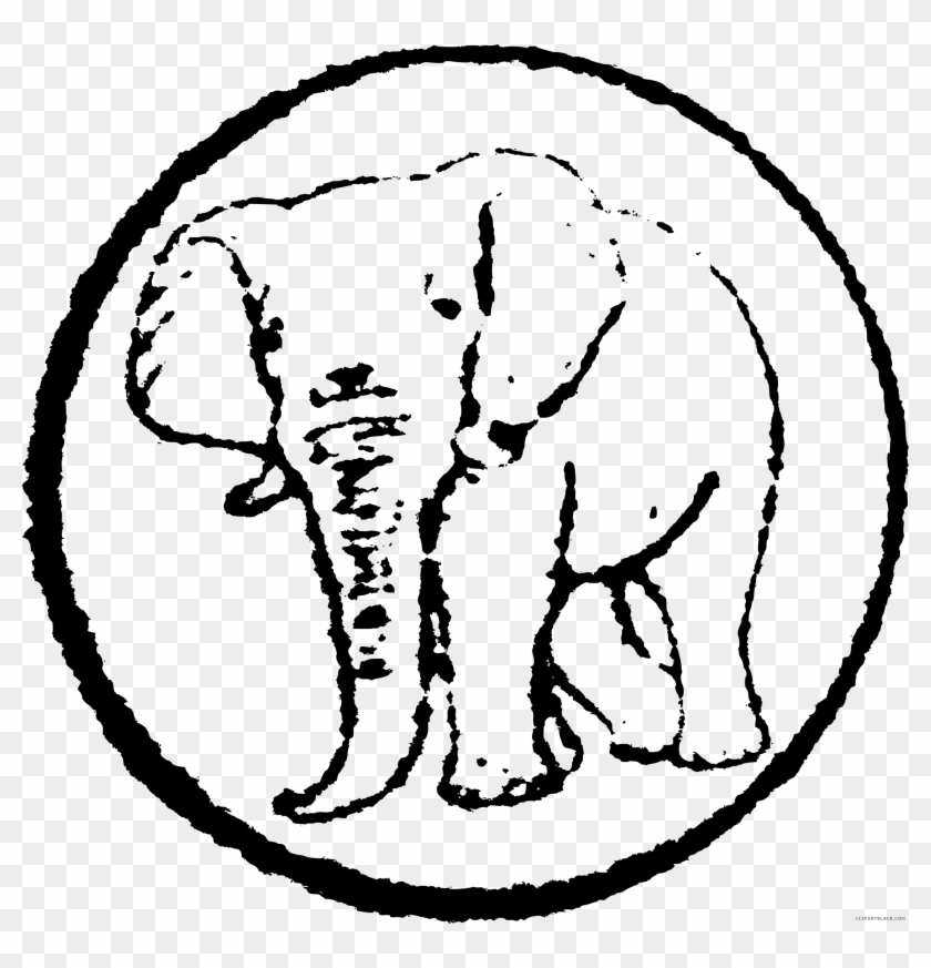 Elephant Animal Free Black White Clipart Images Clipartblack - Elephant Stamp Png #729254
