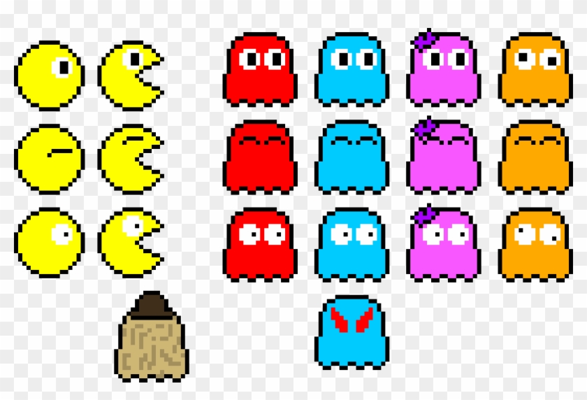 Pac Man & Ghosts - Pixel Pacman Clip Art #729275