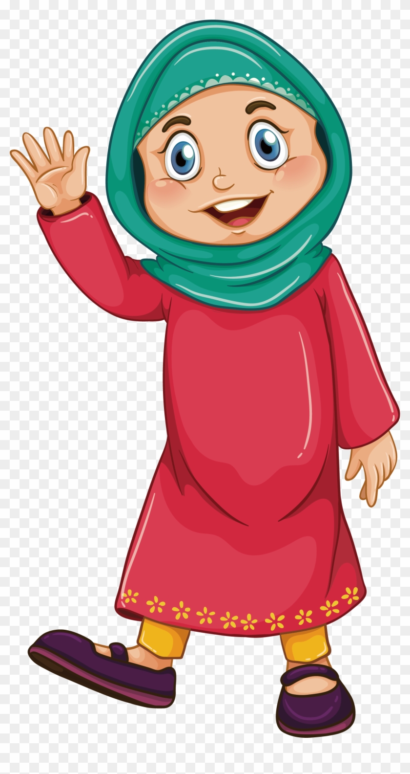 Muslim Girl Islam Clip Art - Muslim Lady Cartoon Vector #729427