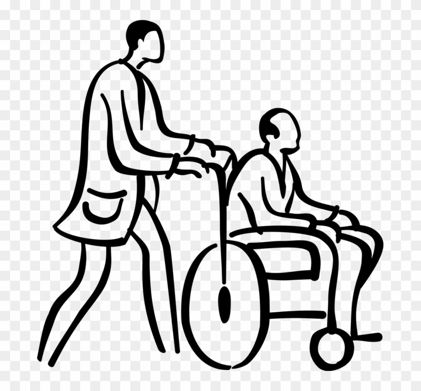 Vector Illustration Of Hospital Patient In Handicapped - Clip Art #729936