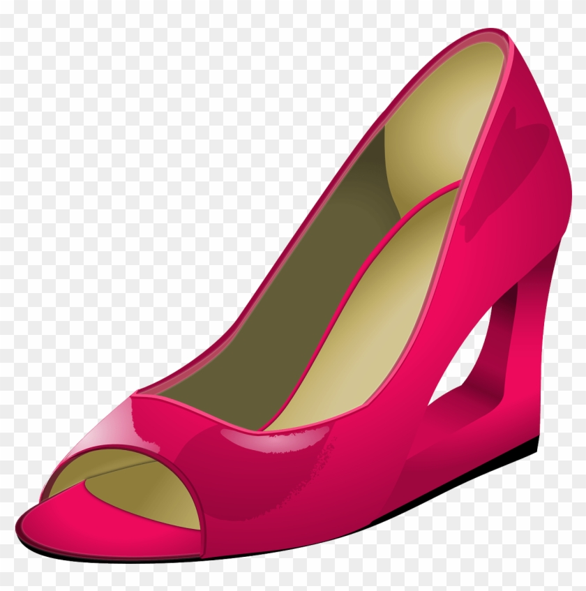Gold Heart With Pink Wings Clipart, Vector Clip Art - Pink Big Heel Shoe #730546