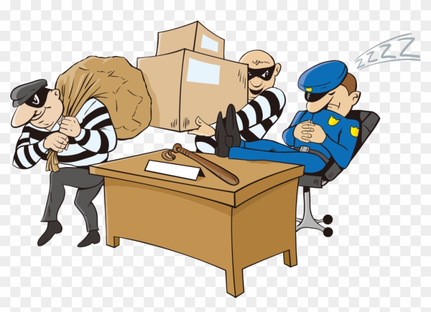 Police Officer Cartoon Theft - Sleeping Security Guard Cartoon #730743
