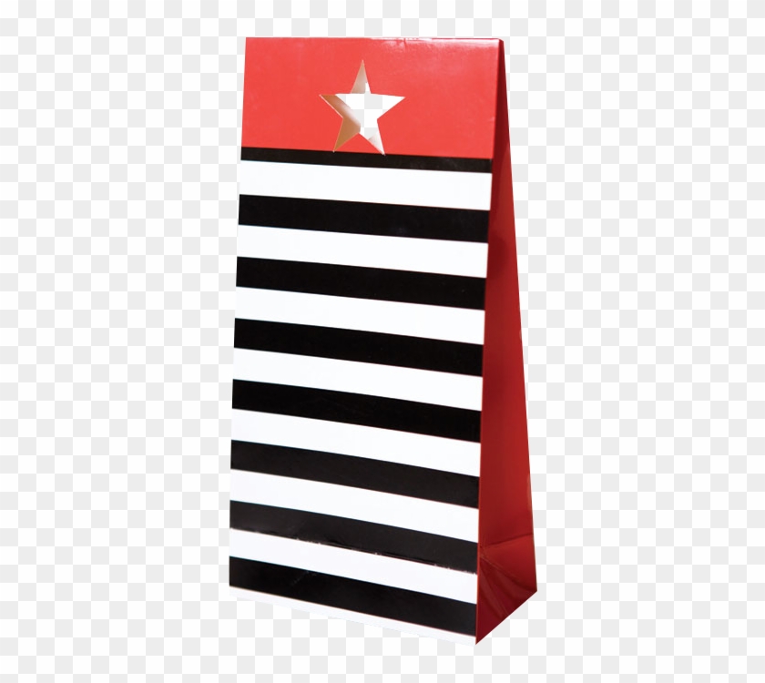 Red Star Black Striped Paper Party Bags - Red Star Black #731067