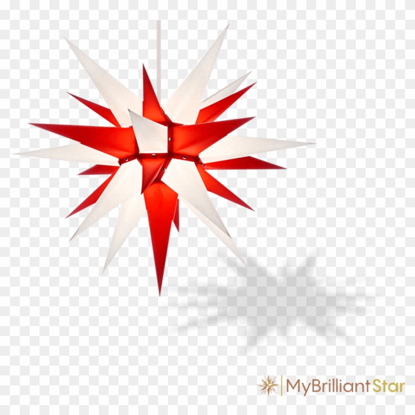 Original Herrnhut Paper Star, White / Red, ~ 70 Cm - Herrnhuter Moravian Star I6 White/red Paper (60cm/23.6 #731078
