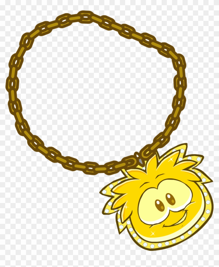 Gold Puffle Chain - Bling Bling Necklace Club Penguin #731086