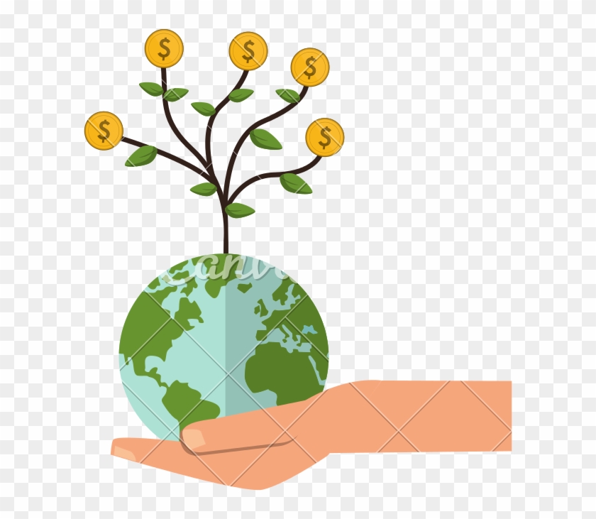 Shelter Hand With Earth Globe Money Tree Icon - Planeta Te Quiero Verde #731186