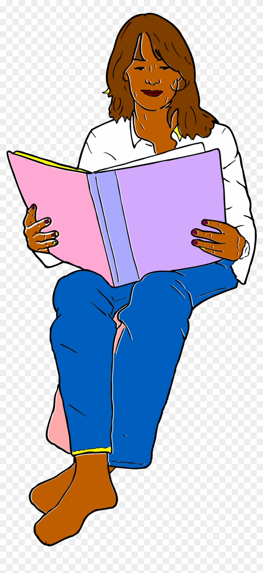Reading Book Woman Clip Art - Reading Book Woman Clip Art #731695