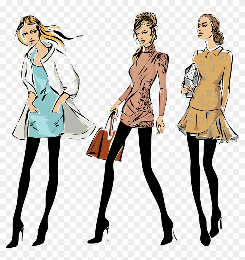 Cartoon Fashion Model Illustration - Desenho Moda Feminina Em Png #731757