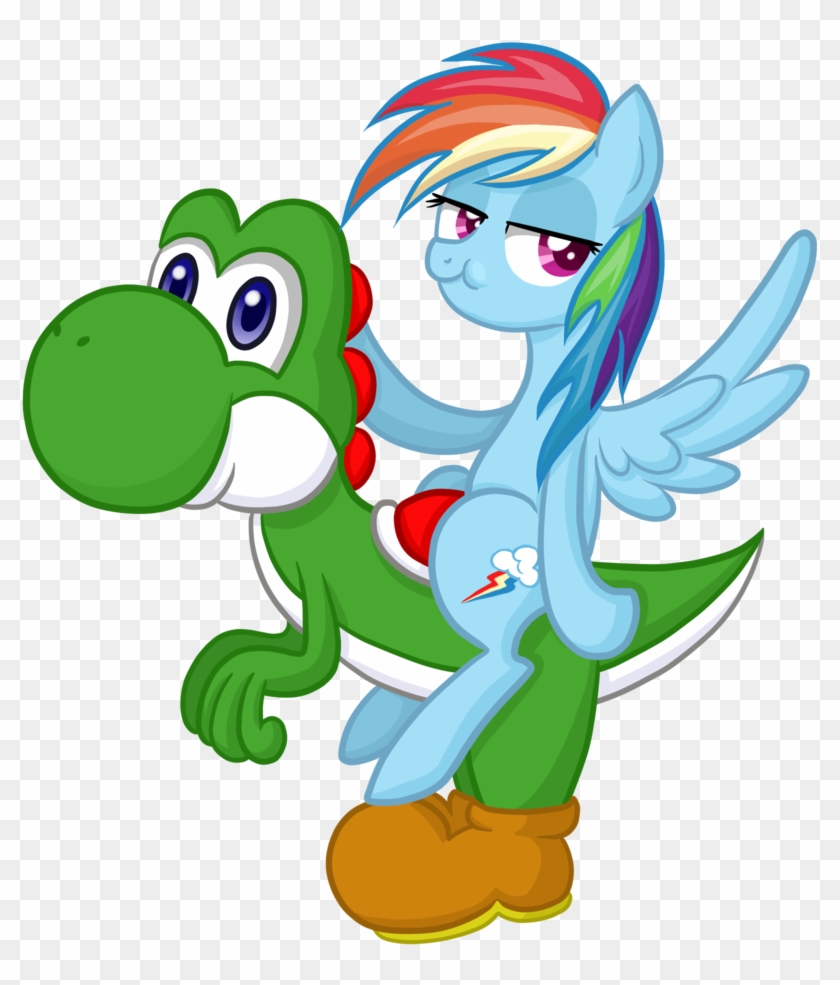 Rainbow Dash Riding Yoshi By Thecheeseburger - Art #731904