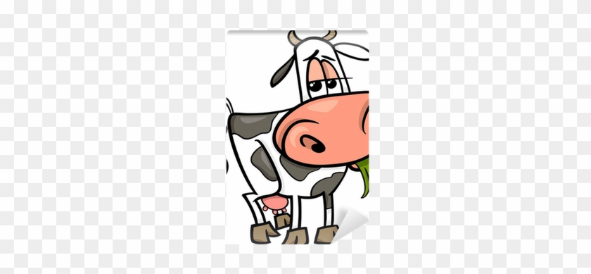 Cow Farm Animal Cartoon Illustration Wall Mural • Pixers® - Dibujo De Vaca Comiendo Pasto #732089