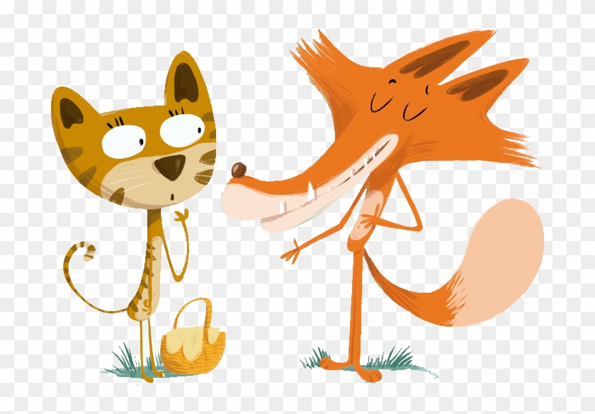 The Fox And The Cat Red Fox Illustration - The Fox And The Cat Red Fox Illustration #732570