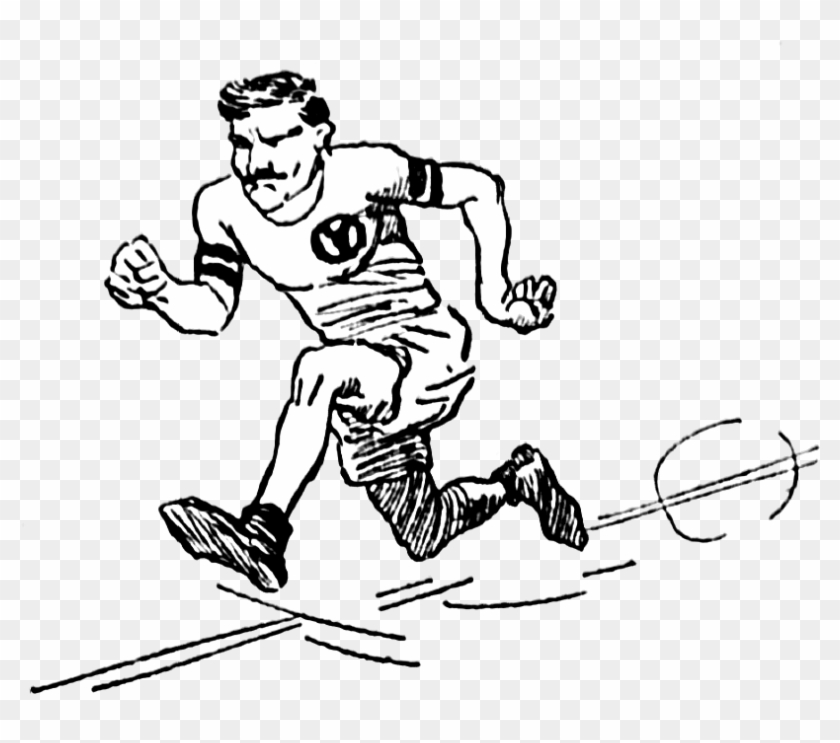 Funny Marathon Runner B&w Clipart - Illustration #732915