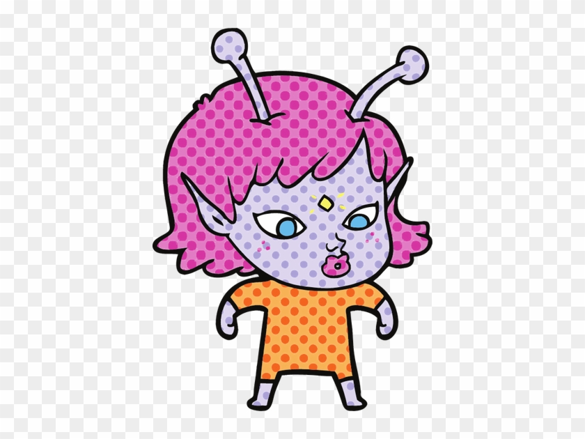 Pretty Cartoon Alien Girl - Illustration #733125