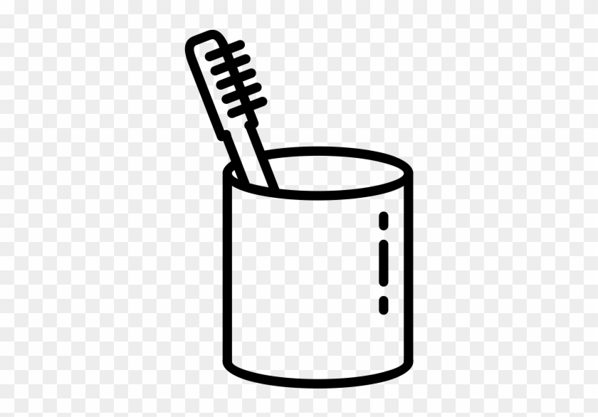 Brush, Hairbrush, Cup, Bowl, Hygiene, Mug, Stein, - Toothbrush Cup Clipart Black And White #733145