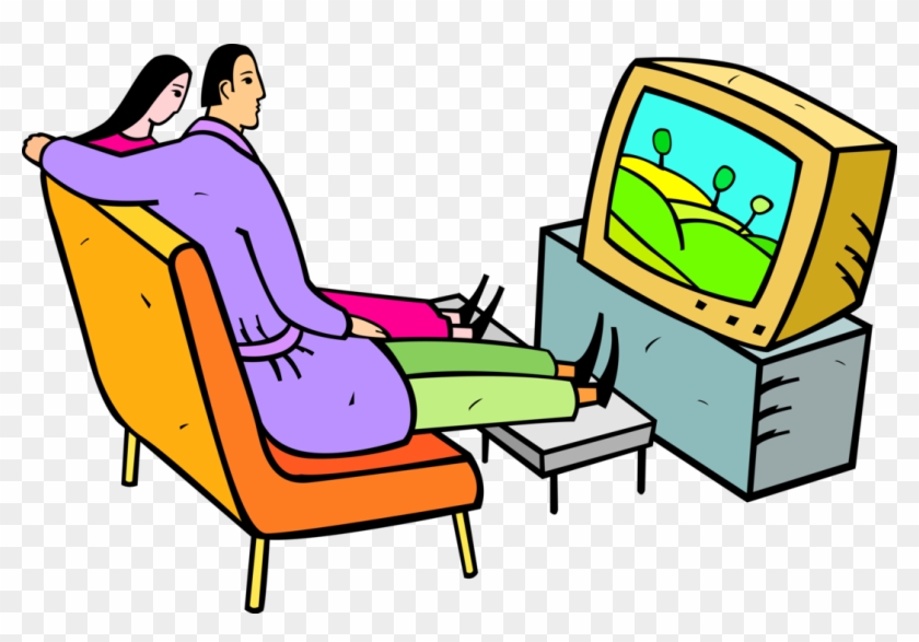Vector Illustration Of Couple Watch Television Show - Ma Distribuiçao De Renda Brasil #733296