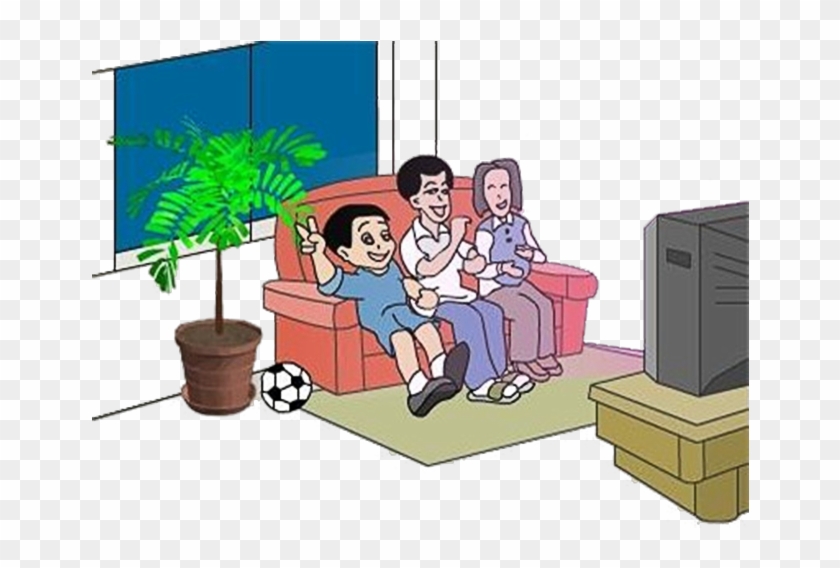 Television Cartoon Clip Art - Cartoon Family Watching Tv #733300