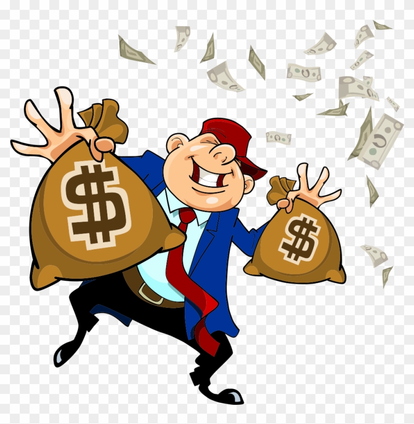 Money Bag Cartoon Handbag - Man Holding Money Bag Png #733414