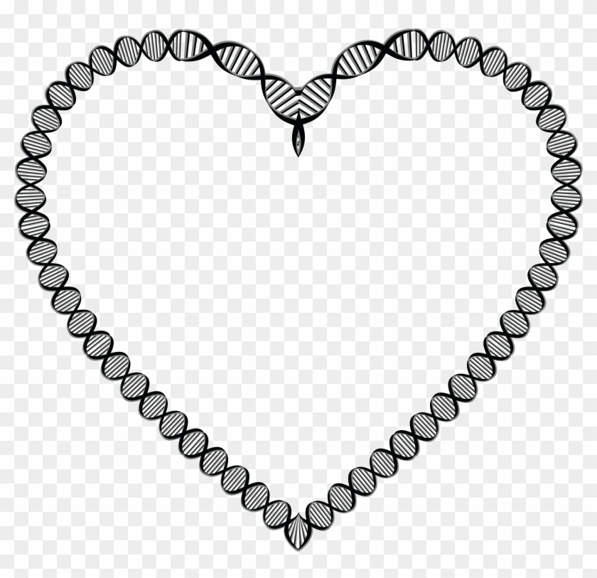 Free Clipart Of A Dna Double Helix Strand Heart Frame - Heart Frame In Black #733446