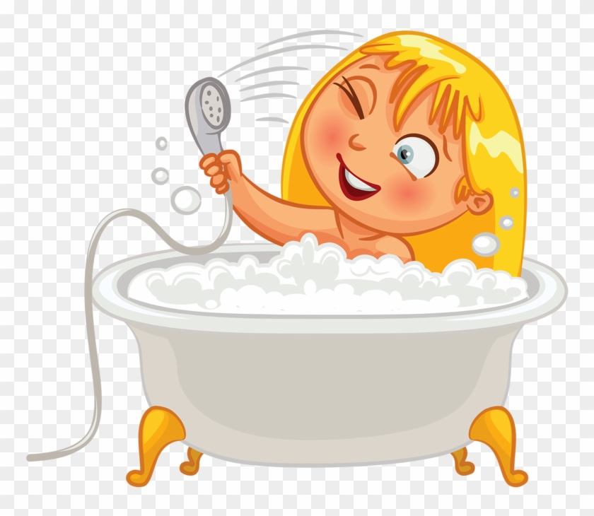 Clip Art - Kid - Bath Time - Bathing Clipart #733819