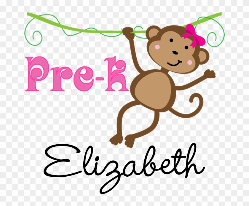 Pre K Preschool Personalized Girls T Shirt - Cute Pre-k Monkey Gift Ornament (round) #733847