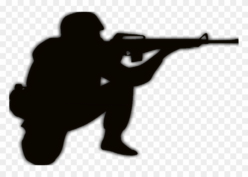 Sniper Clipart Crouch - Soldier Silhouette Embroidery Design #734738