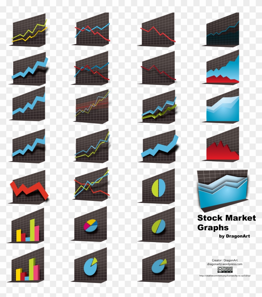Vector Stock Market Graphs 3d By Dragonart - Stock Market Graph Vector #734910