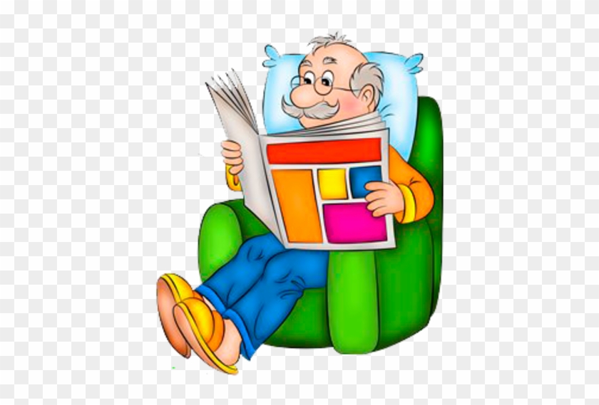 Old Men - Grandfather Reading News Paper Clipart #735159