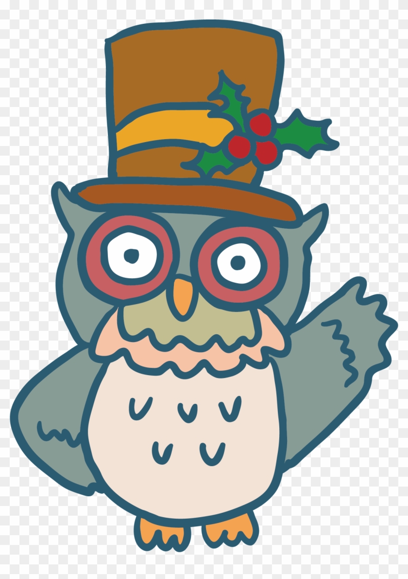 Owl Bird Christmas Clip Art - Owl Bird Christmas Clip Art #735295