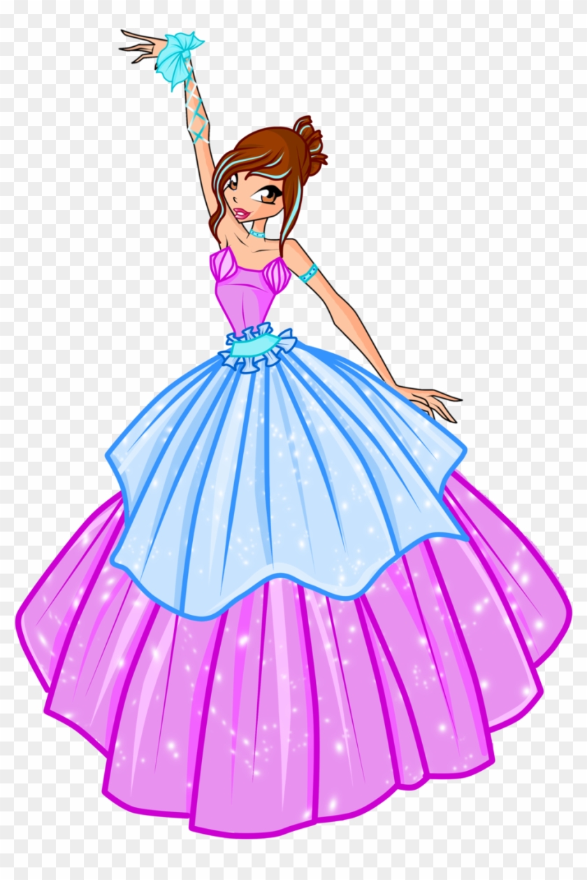 Blue Dress Clipart Ball Gown Pencil And In Color Blue - Winx Club Ball Gowns #735348