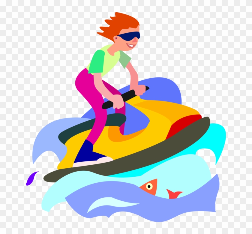 Vector Illustration Of Personal Watercraft Personal - Jet Ski Clip Art #735597