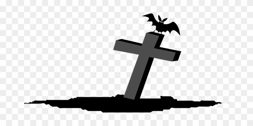 Grave, Halloween, Spooky, Bat, Cross - Halloween Grave Png #736258