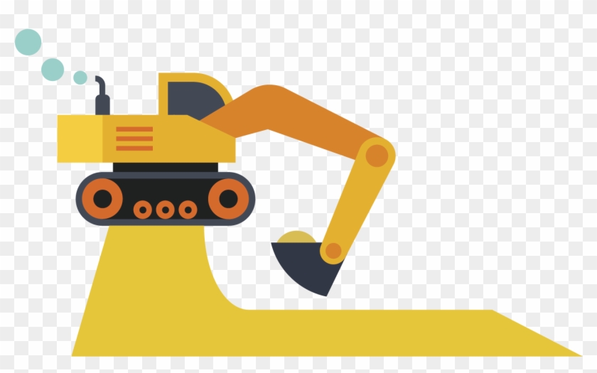 Vector Yellow Excavator - Excavator #736381