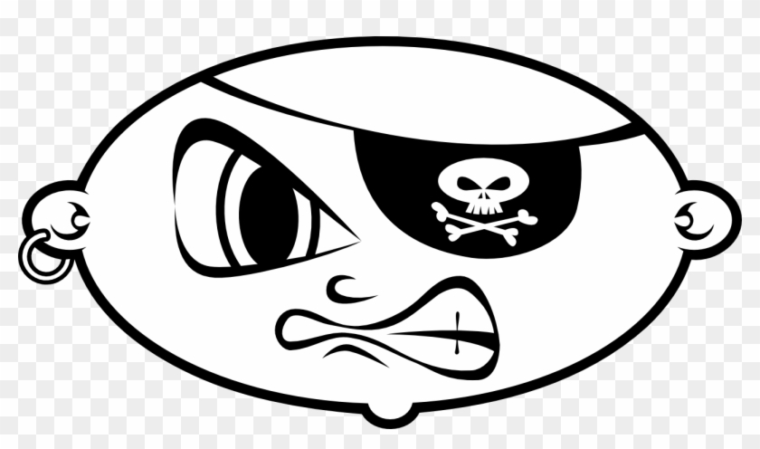 Pirate Flag Clipart Black And White - Black And White Pirate #736726