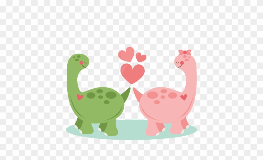 Dinosaurs In Love Svg Scrapbook Cut File Cute Clipart - Valentines Dinosaur Clip Art #737056